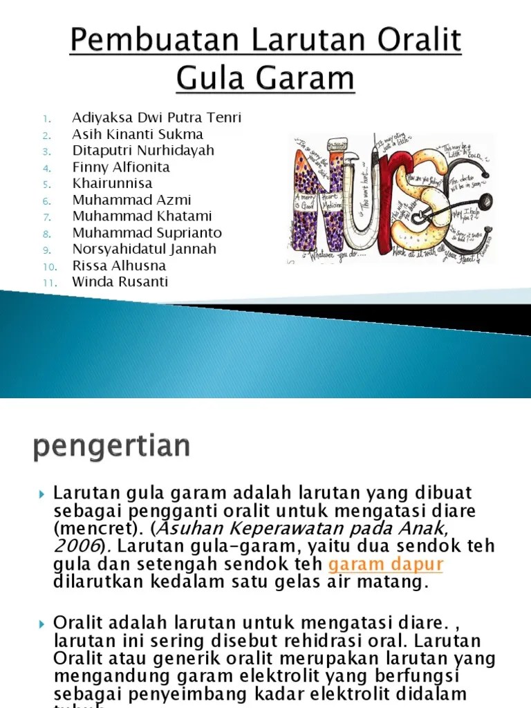 Pembuatan Larutan Oralit Gula Garam | PDF