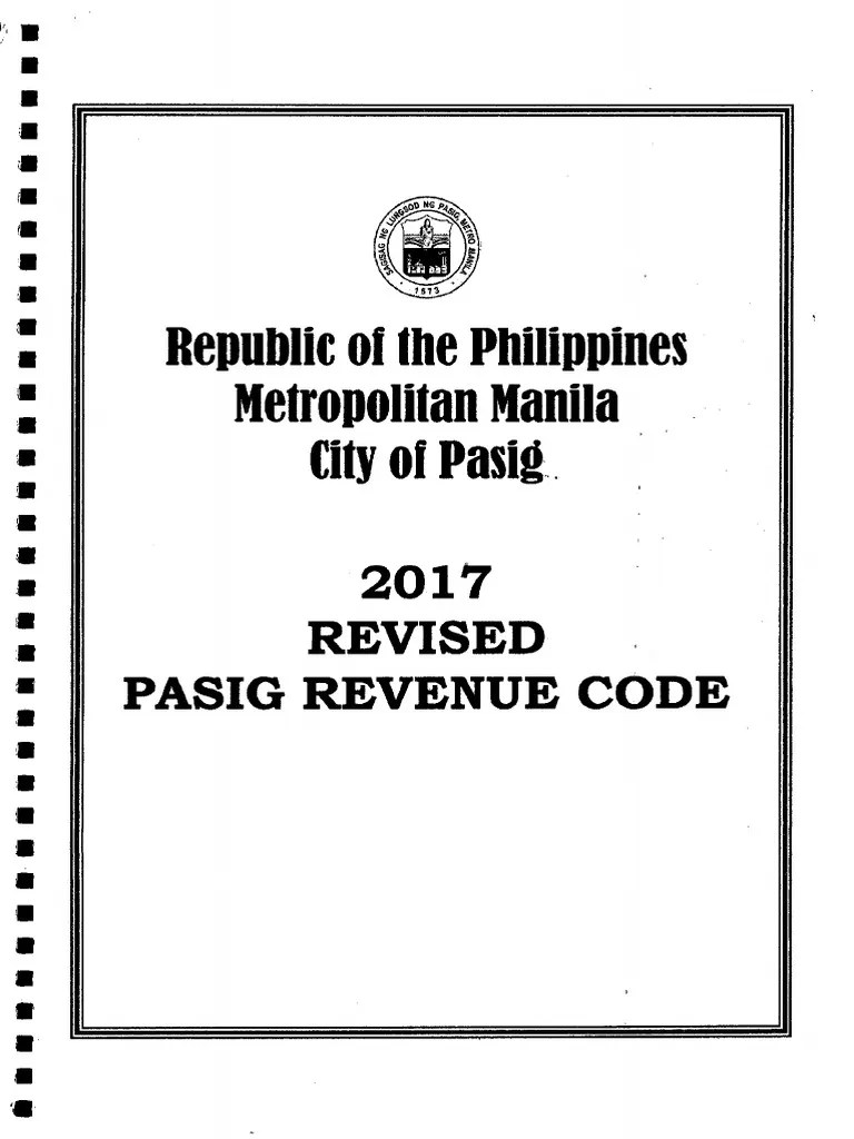 2017 REVISED PASIG REVENUE CODEmin202019 05745 PDF PDF Taxes