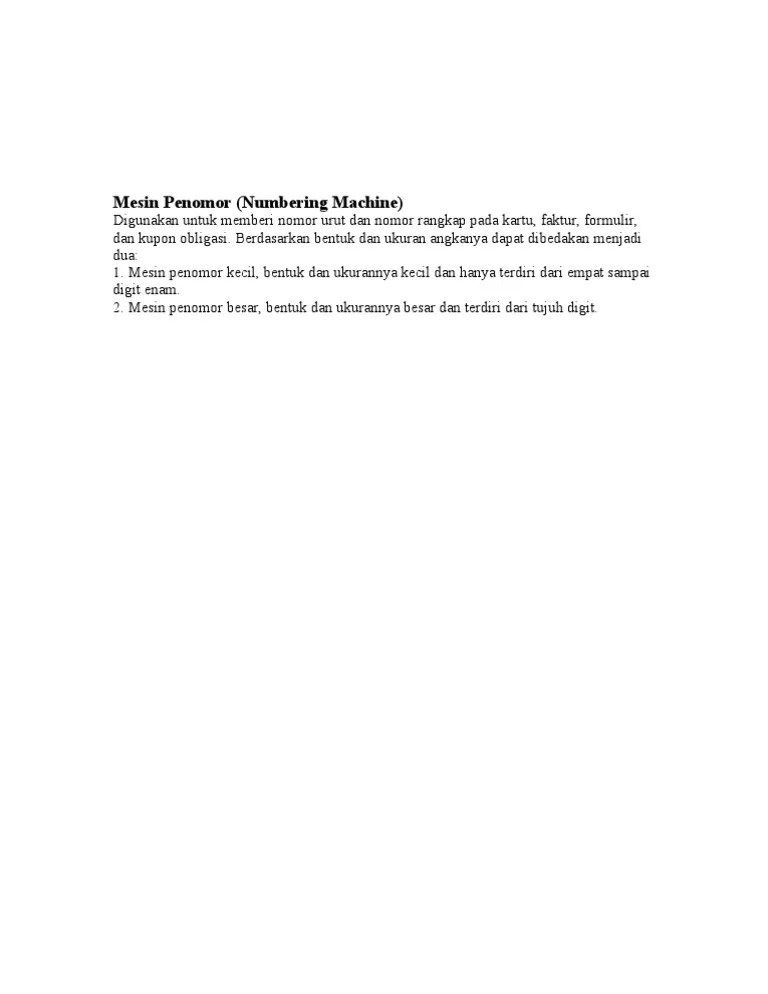 Mesin Penomor | PDF