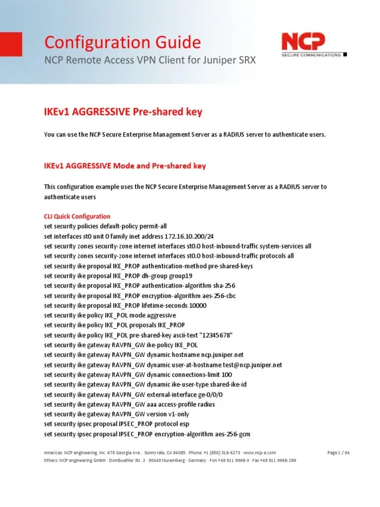 Juniper Config Guide AGGRESSIVE PSK PDF Radius Virtual Private