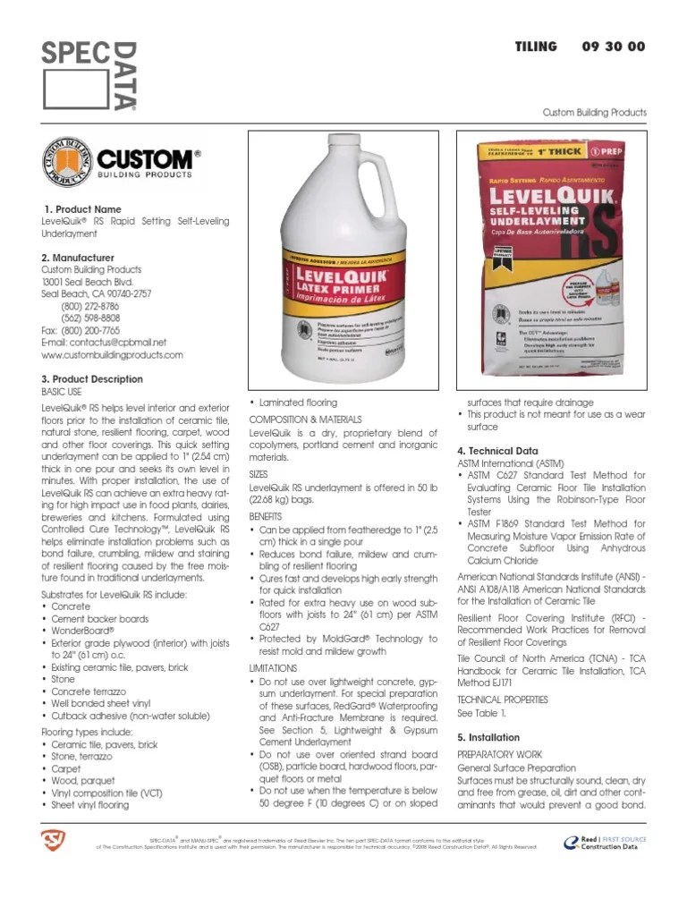 LevelQuik RS Flooring Adhesive
