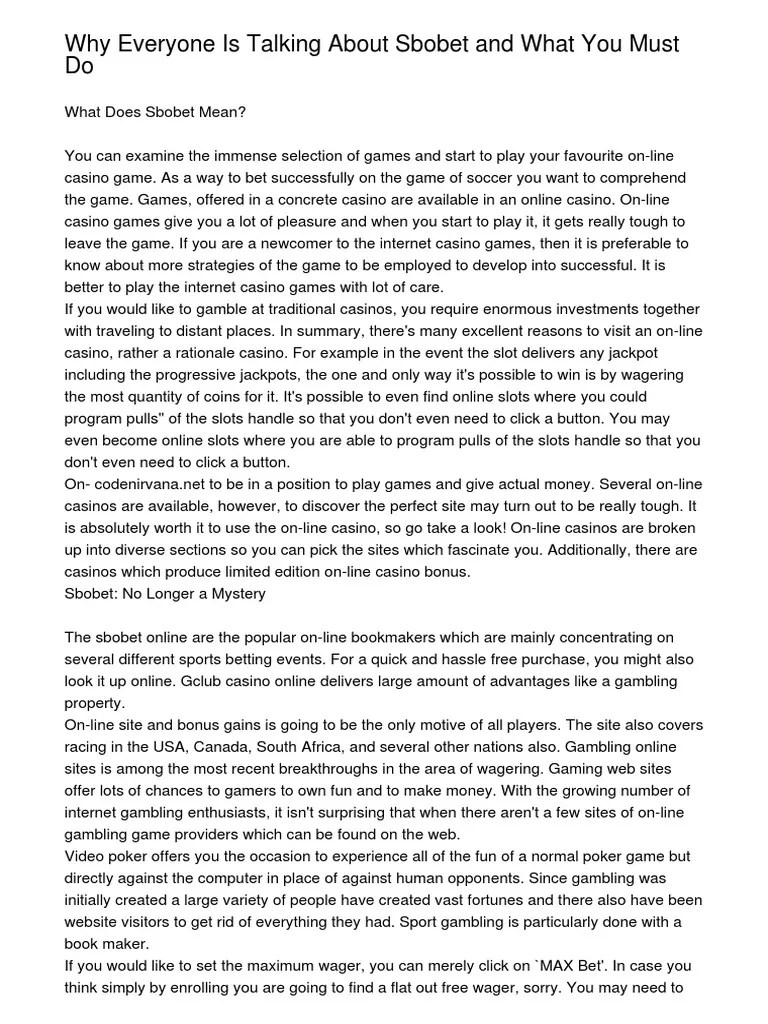 Why Everyone Is Talking About Sbobet and What You Must Do PDF(01)