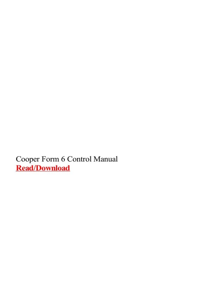 Cooper Form 6 Control Manual | PDF | Mini | Private Transport