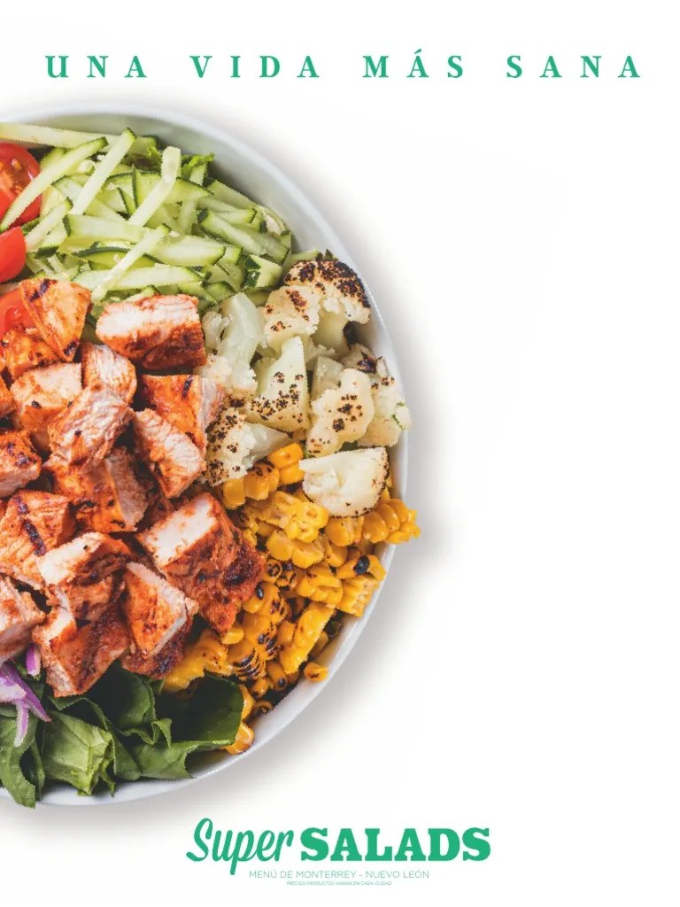 Menú Super Salads ensalada Panes