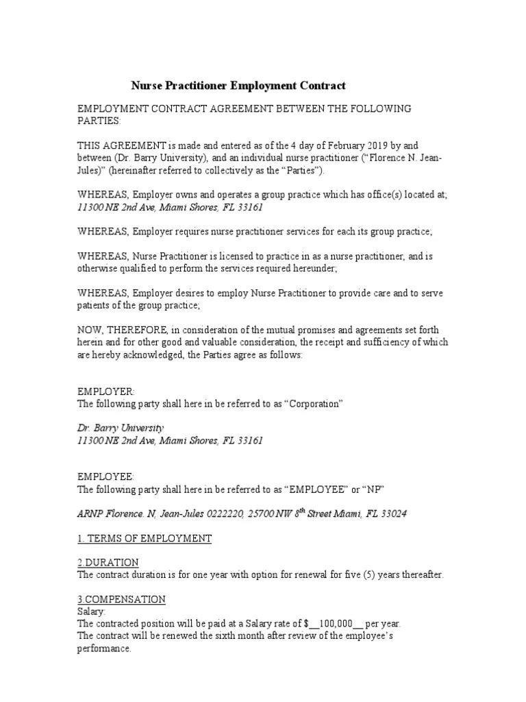 Sample Contract for Nurse Practitioners Feb2020.pdf Nurse