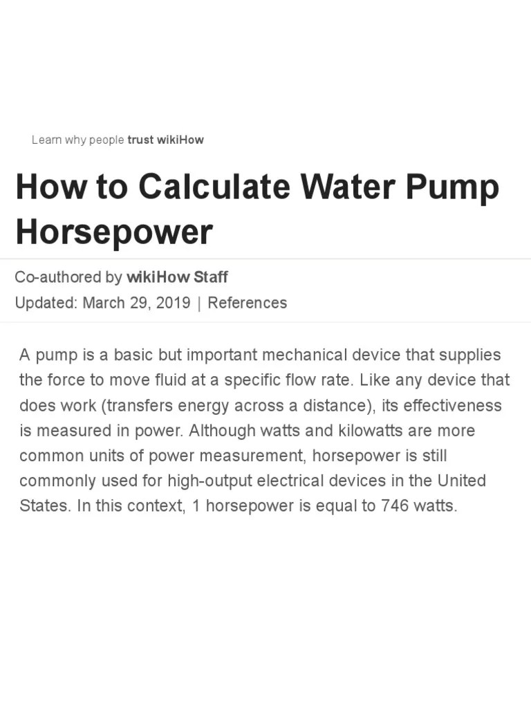 Calculating Water Pump Horsepower A StepbyStep Guide to Determining