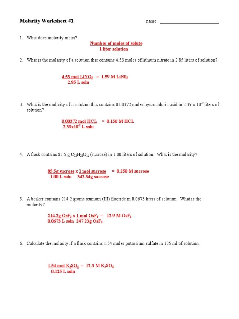 Molarity Conversion Problem Set With A Key Amped Up Learning | lupon.gov.ph