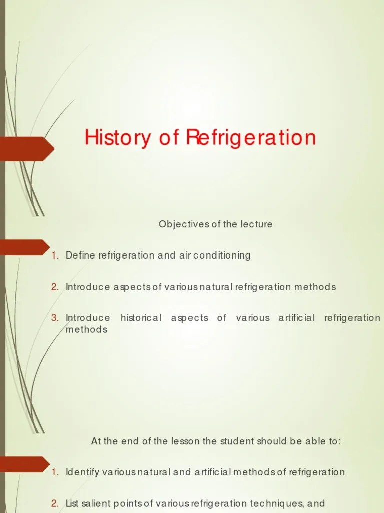 01 History of Refrigeration PDF PDF Refrigerator Air Conditioning
