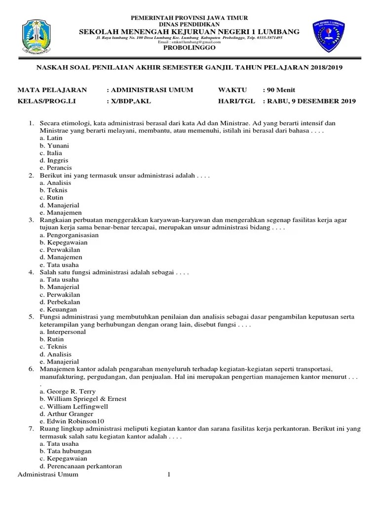 Soal Administrasi Umum | PDF