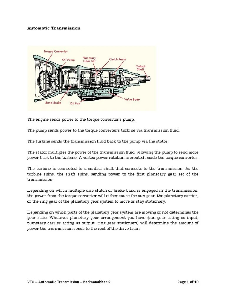 Unit IV Automatic Transmission PDF Automatic Transmission