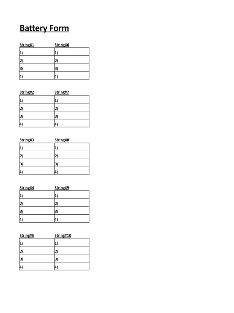 Blank Battery Form