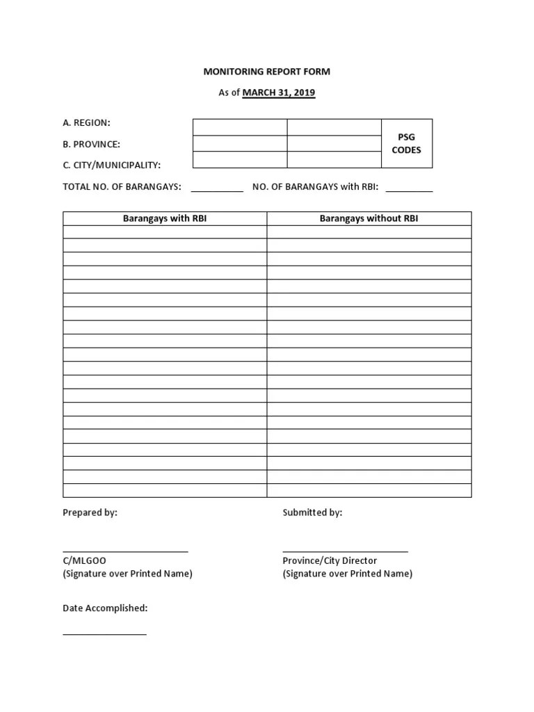 Rbi Monitoring Report Form PDF