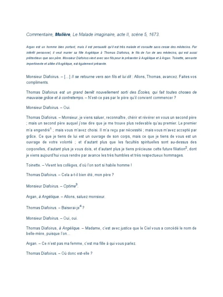 Commentaire, Molière, Le Malade imaginaire, acte II, scène 5, 16732.pdf