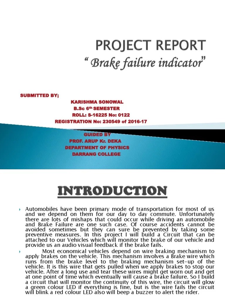 Brake Failure Indicator PDF Capacitor Transistor