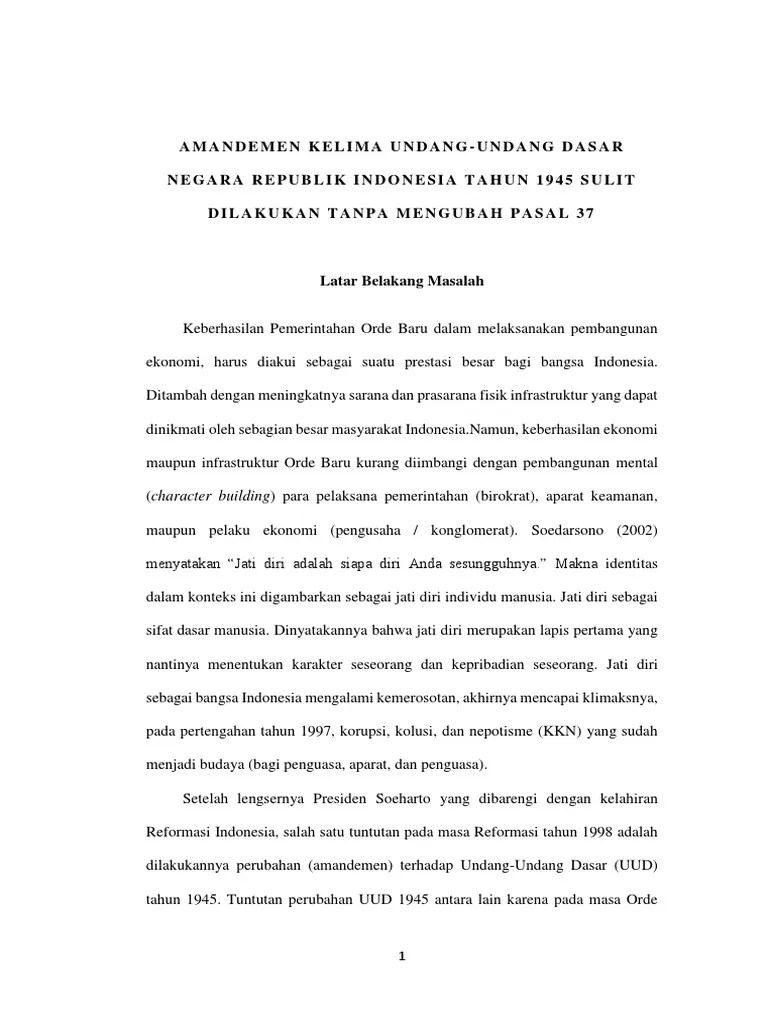 Amandemen UUD 1945 Harus Merubah Dulu Pasal 37