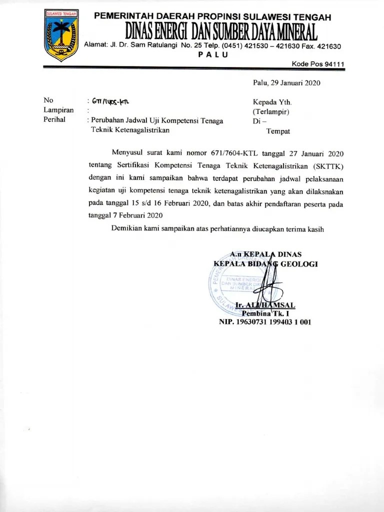 Surat SKKTK Perubahan | PDF