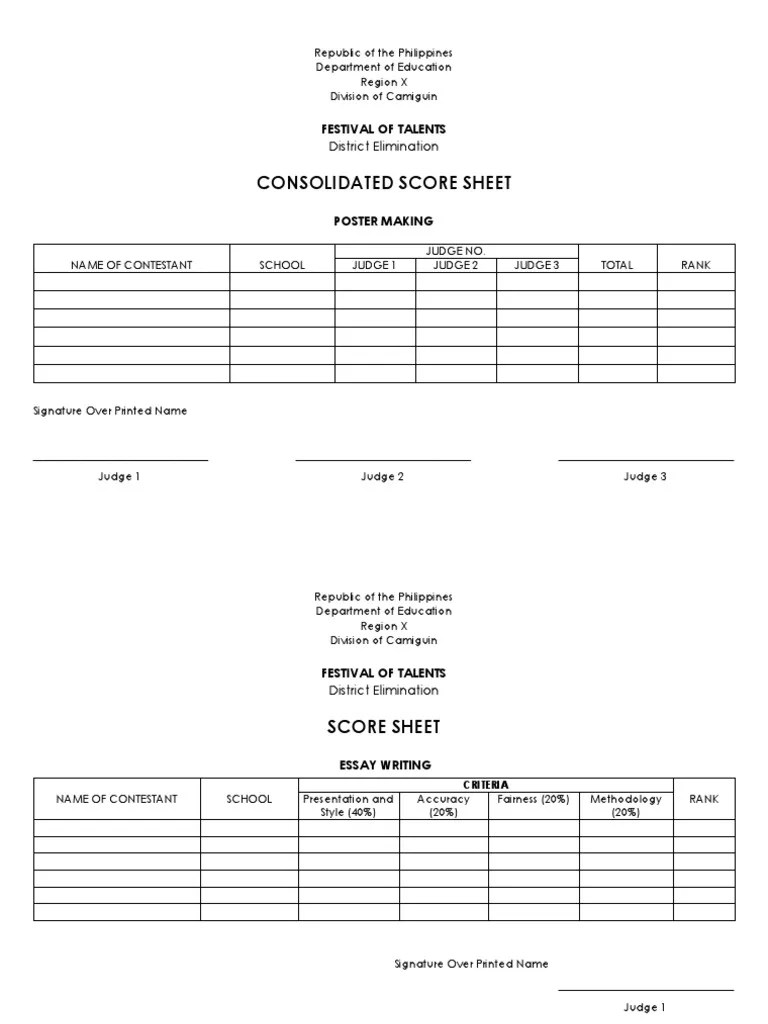 Criteria For Judging PDF