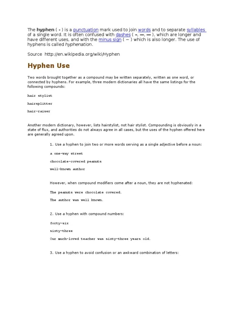 The Hyphen Fraction (Mathematics) Grammar