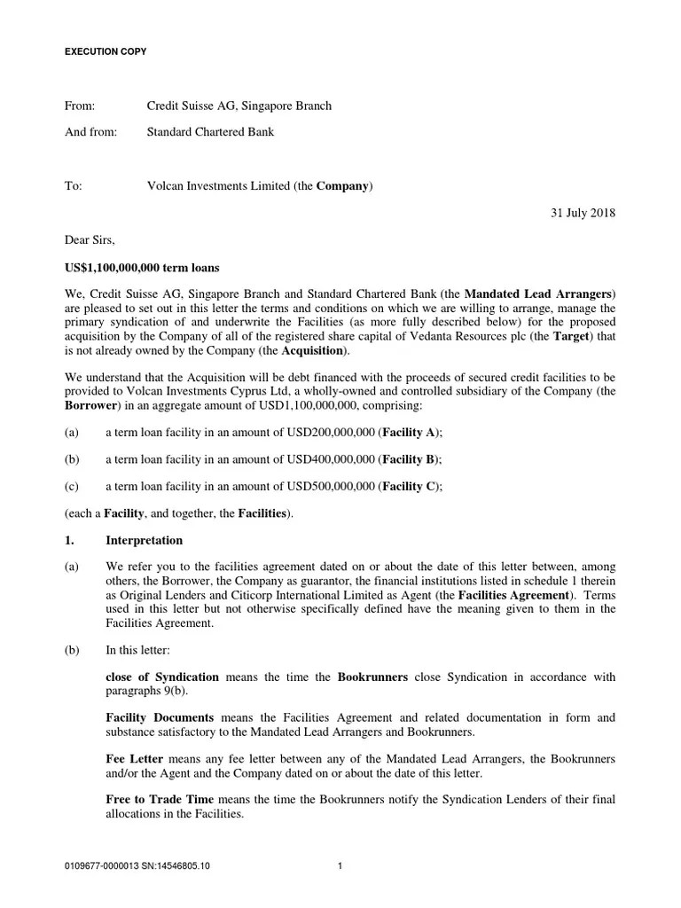 Sample Joint-Mandate-Letter | PDF | Syndicated Loan | Indemnity