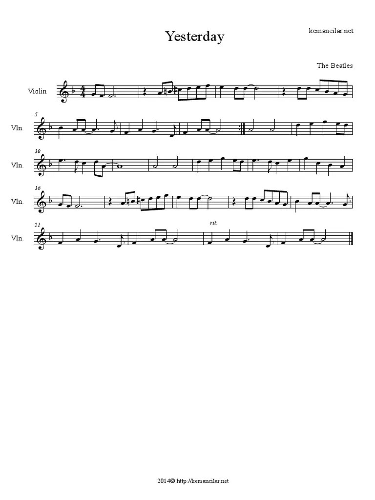 Yesterday Violin Sheet Music PDF PDF