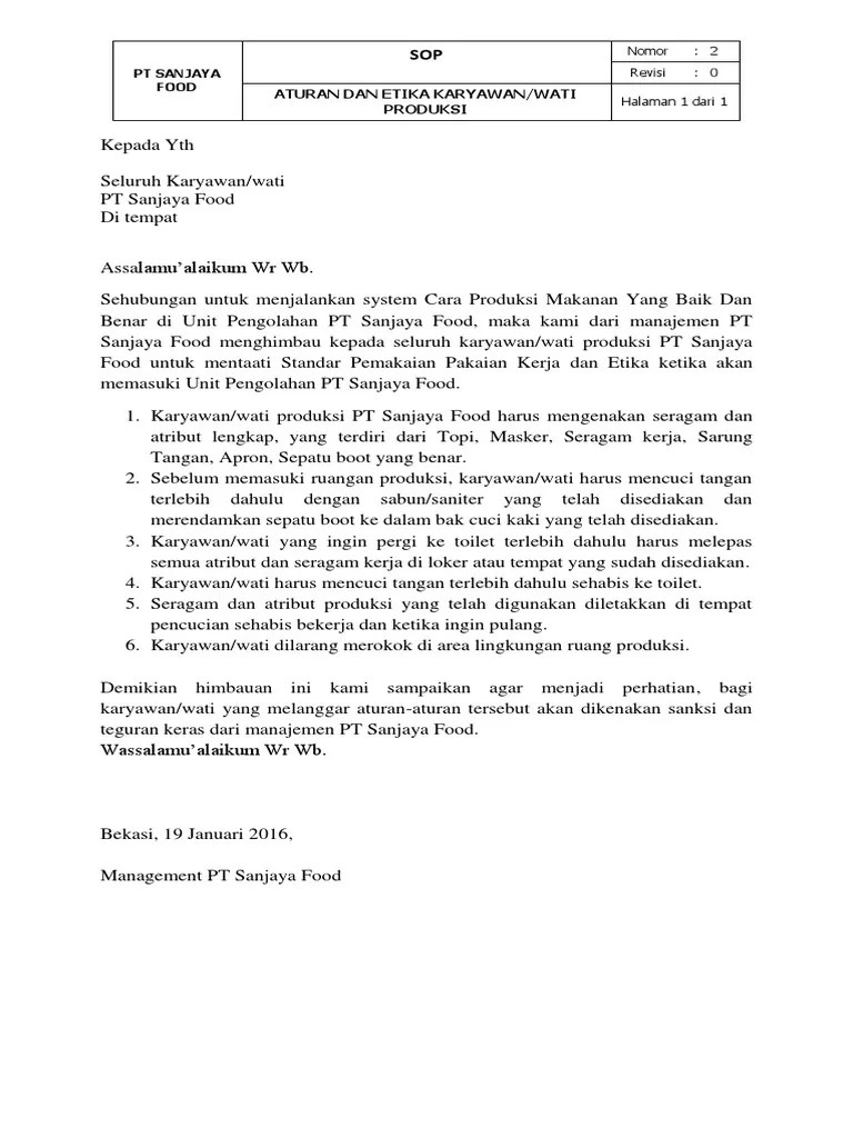 SOP Pemakaian Pakaian Kerja | PDF