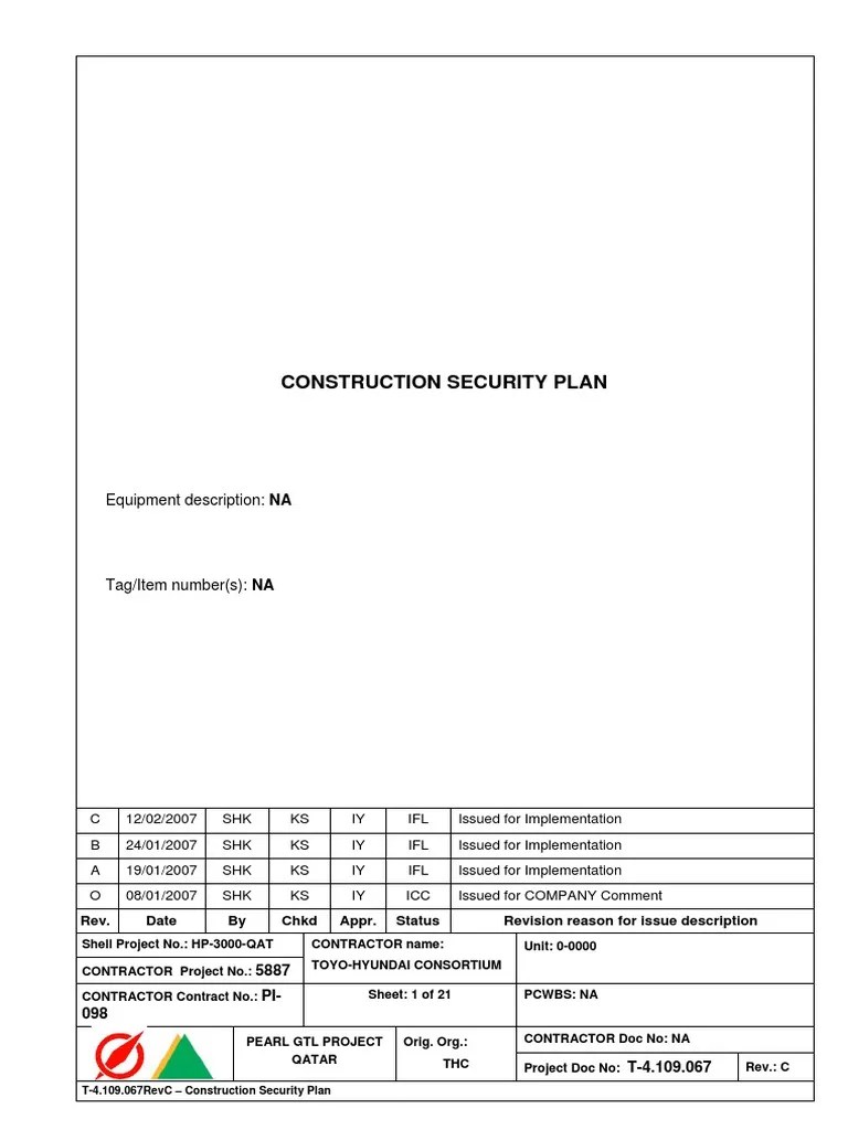 Construction Security Plan Sample PDF