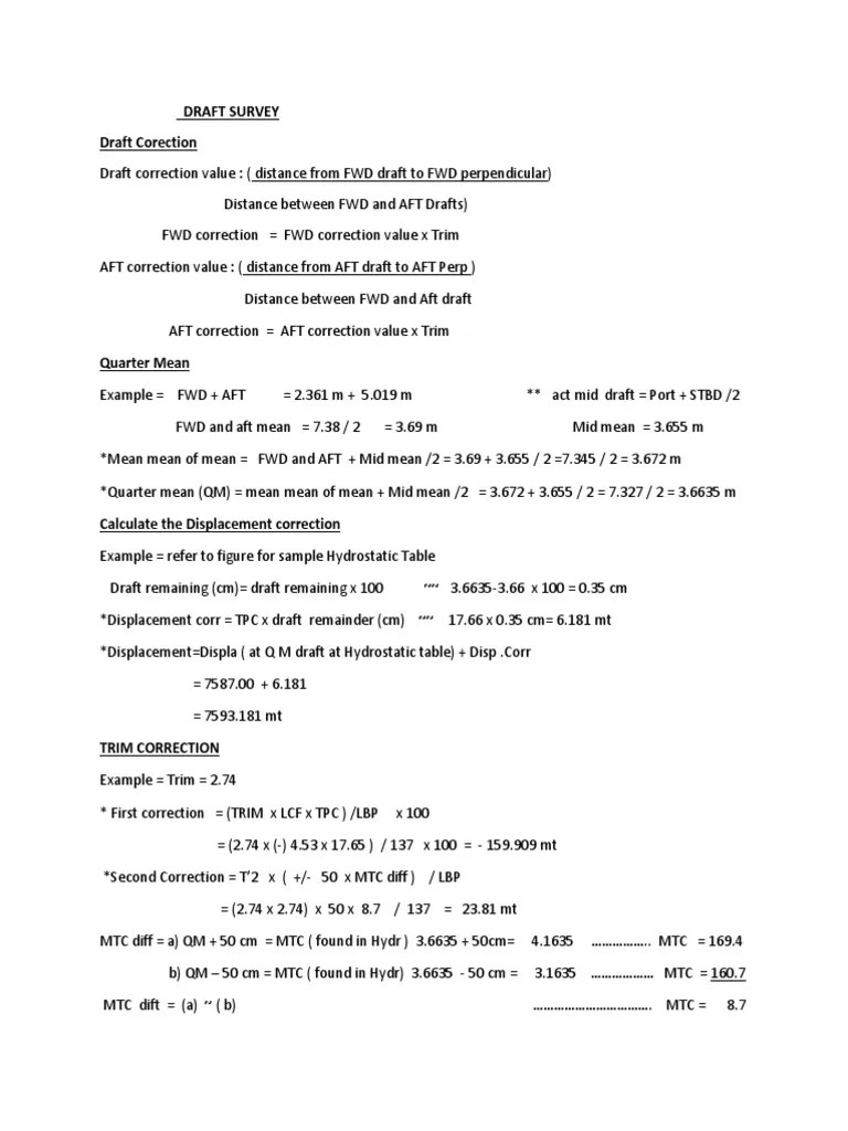 Draft Survey Formula PDF