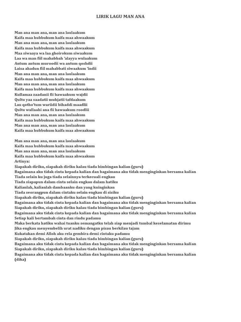 Lirik Lagu Man Ana Bahasa Indonesia