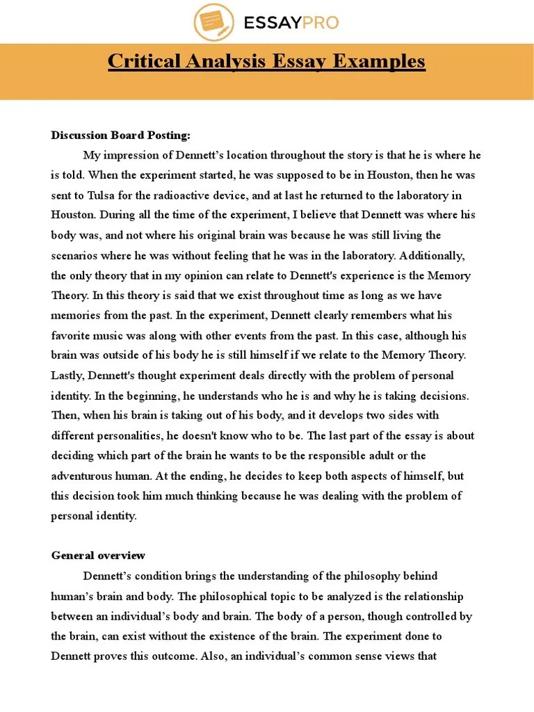 Critical Analysis Essay Examples+ PDF