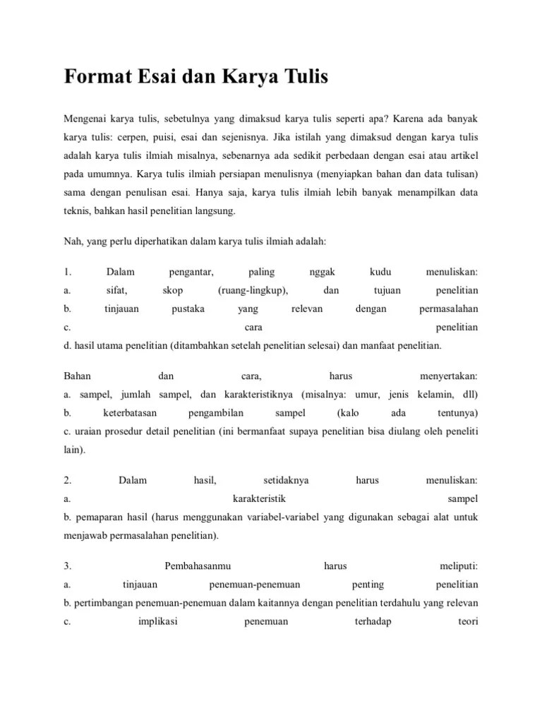 Format Esai Dan Karya | PDF
