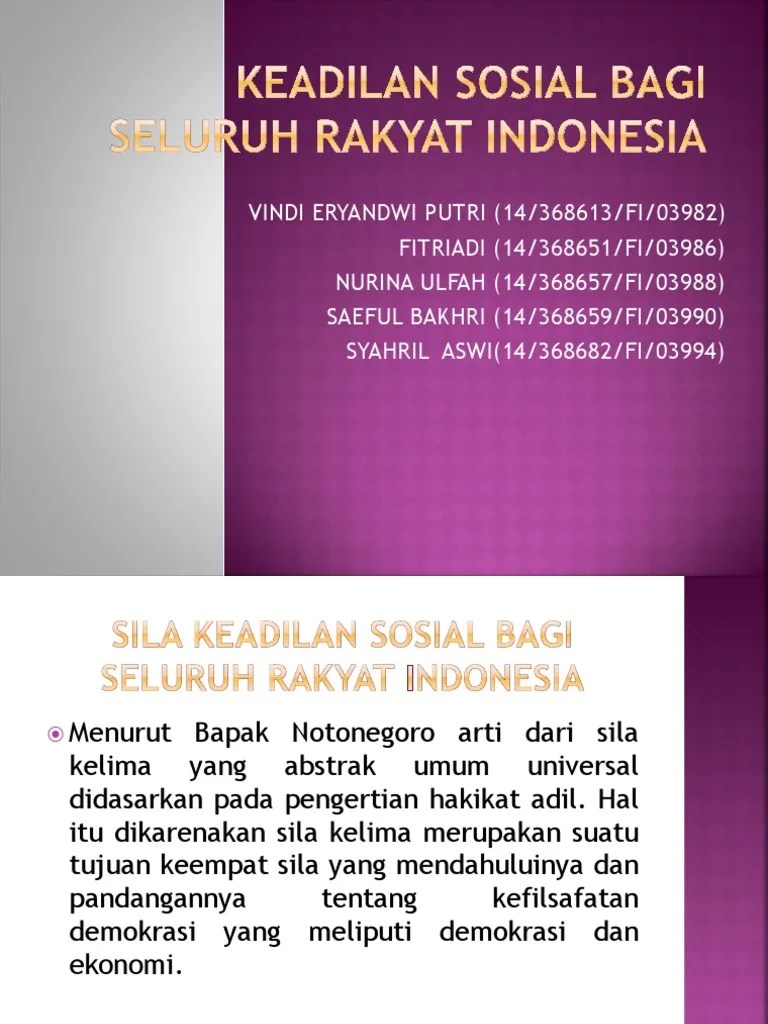 Sila Keadilan Sosial Bagi Seluruh Rakyat Indonesia PDF