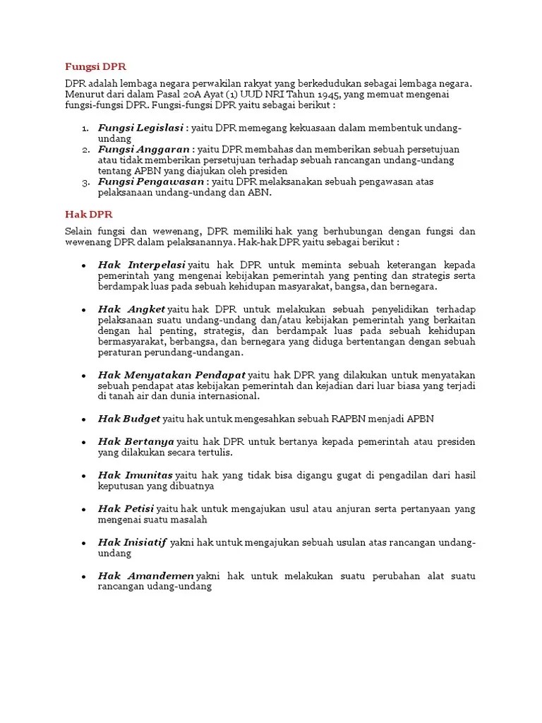 Fungsi DPR | PDF