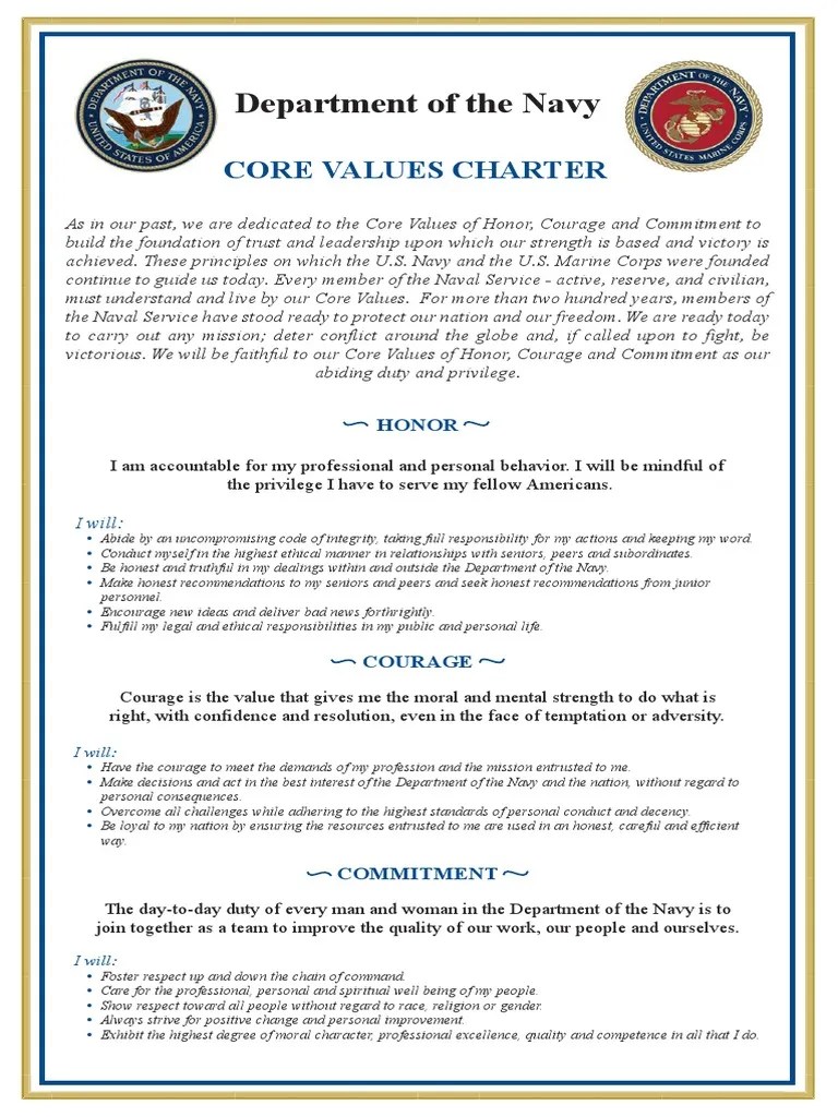 Navy Core Values Charter PDF