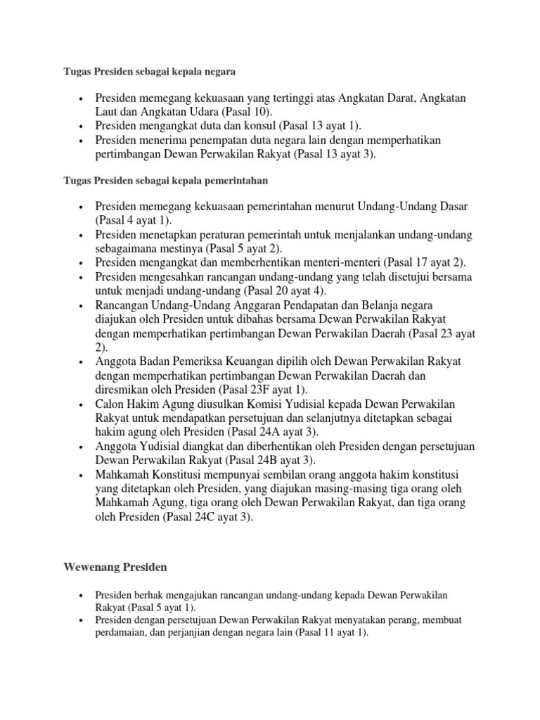 Tugas Presiden Sebagai Kepala Negara | PDF