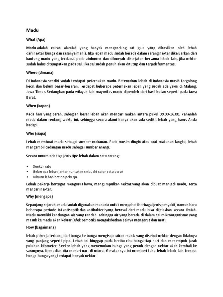 5W1H Madu | PDF