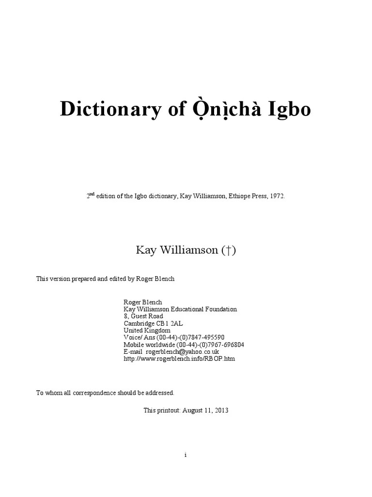Igbo Dictionary PDF PDF