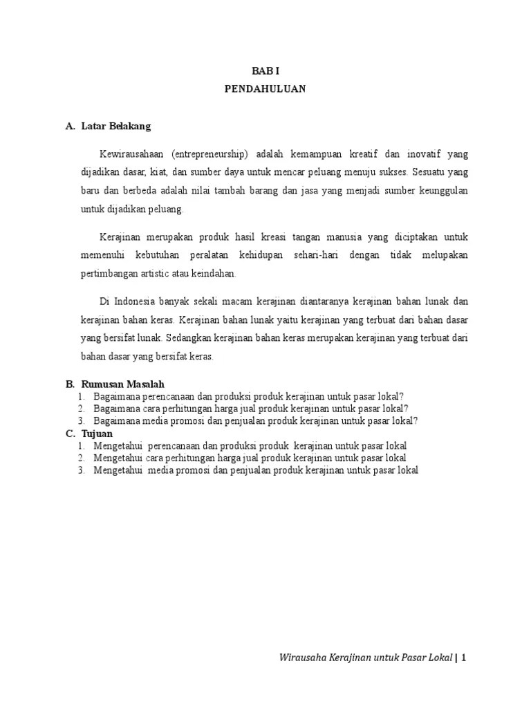 Perencanaan Usaha Kerajinan Untuk Pasar Lokal – Nasi