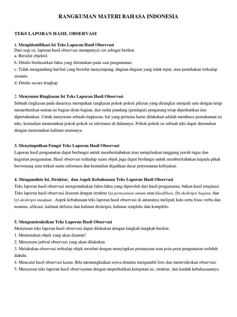 Rangkuman Materi Bahasa Indonesia | PDF