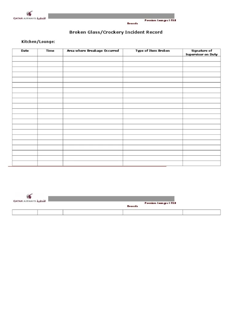 Breakage Report Form PDF
