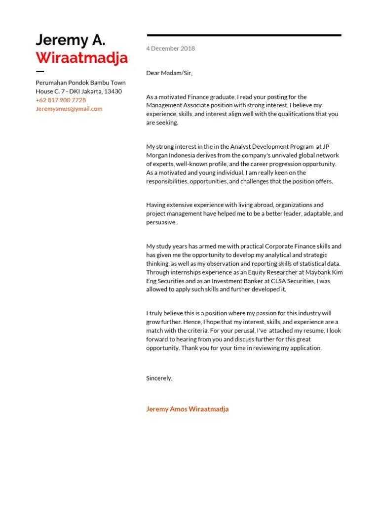 Cover Letter JP PDF Business Economies