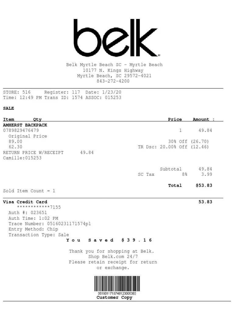 Belk Receipt 2020 01 23 13 04 PDF