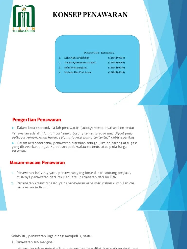 Pembeli sub marginal adalah produsen dengan harga pokoknya di atas harga pasar. Ekonomi Mikro Makro Kel 2