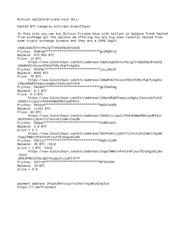 Bitcoin private keys sell! Bitcoin wallets!