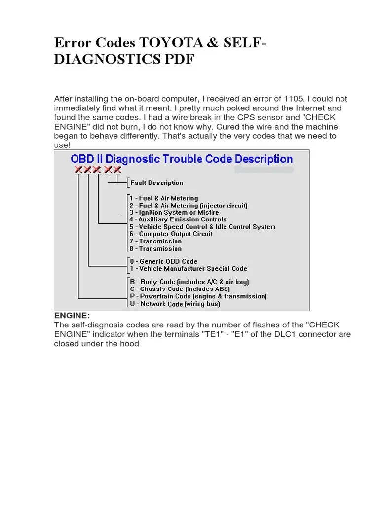 Toyota Fault Codes Diagnostic PDF | PDF | Anti Lock Braking System