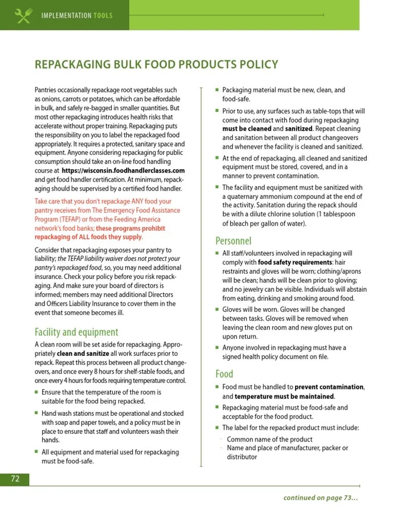 Repackaging Bulk Food PDF PDF