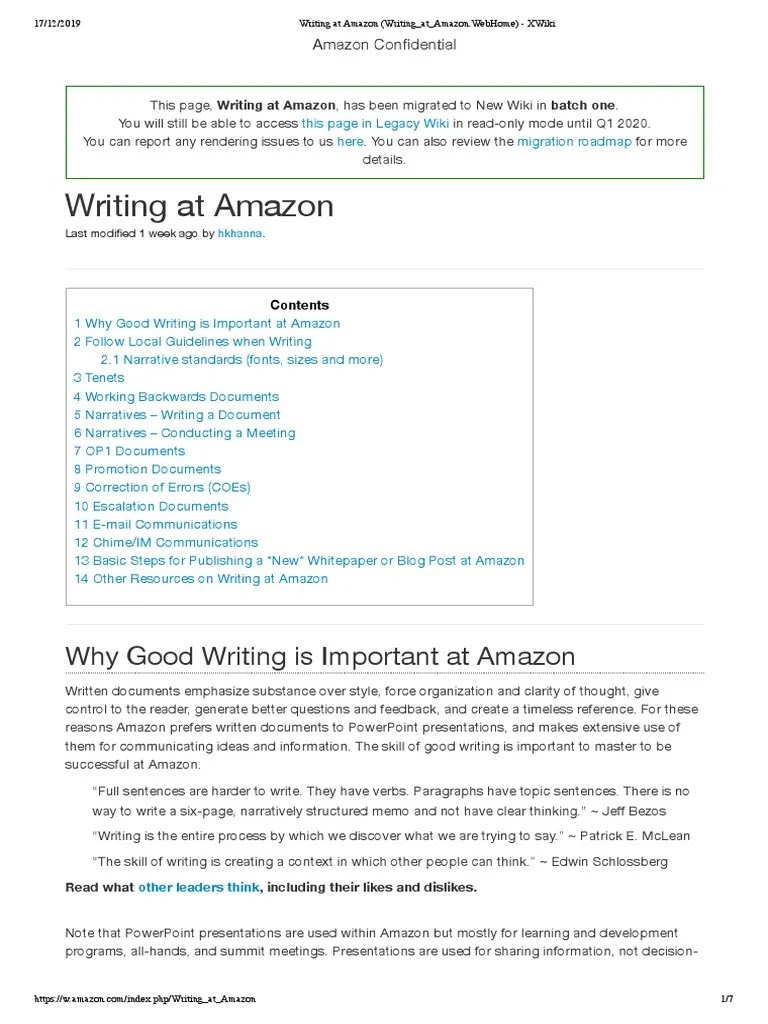 Writing at Amazon (Writing at Amazon Home) XWiki PDF