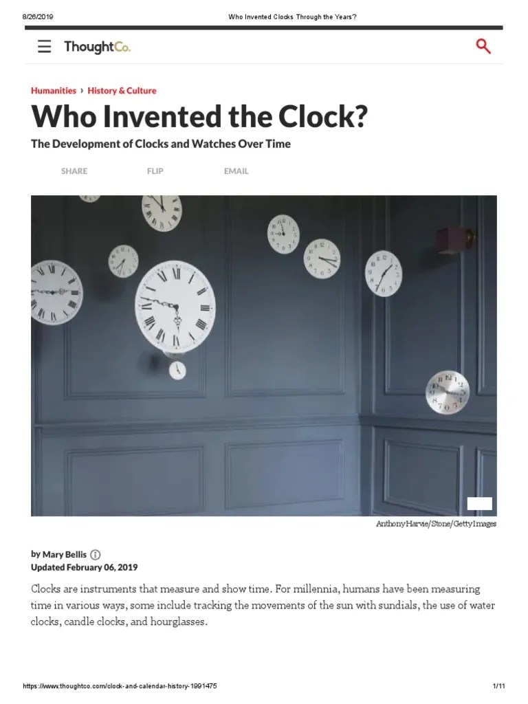 Who Invented Clocks Through The Years PDF