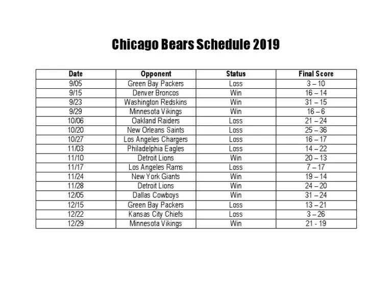 Chicago Bears Schedule 2024 To 2024 Vere Allissa