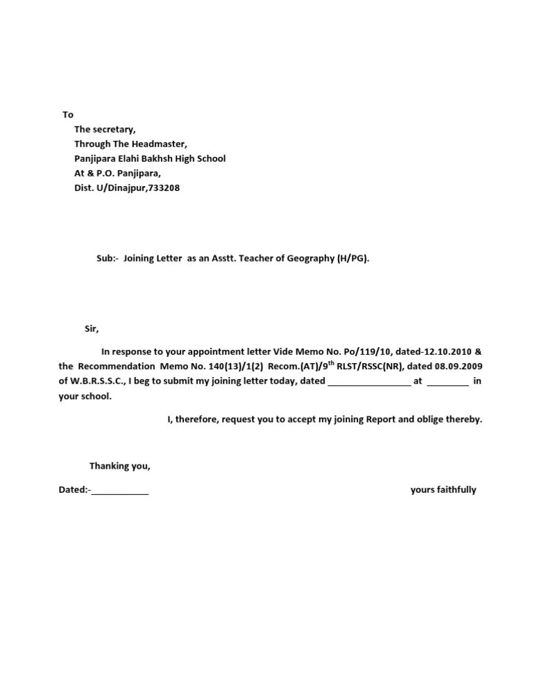 School Joining Report