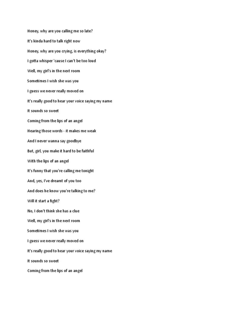 Lips of An Angel Lyrics PDF